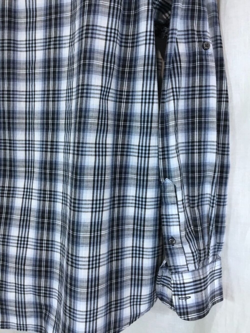Western Utility Shirt Men XL Navy Plaid Button Up Indie Grunge Skater VTG 90 Y2K - Picture 3 of 10